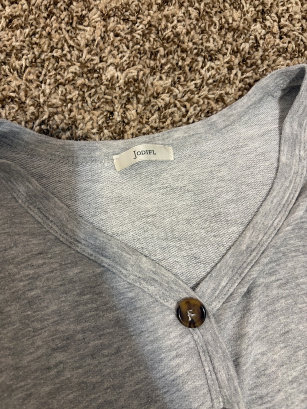 Gray Button-Front Ruffle Hem Dress - Picture 2 of 5